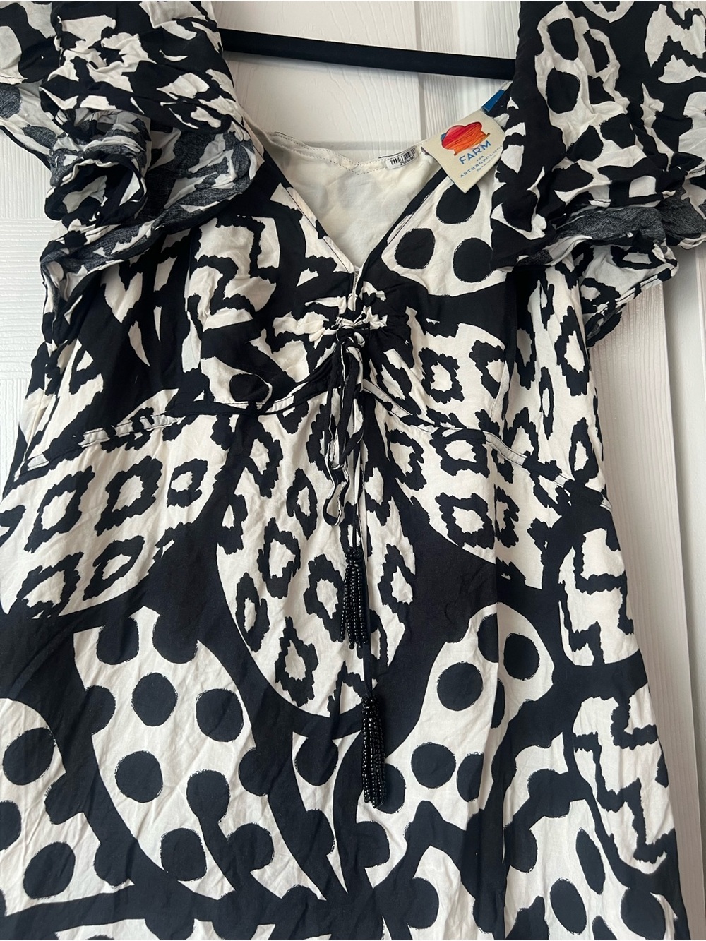 FARM Rio Black & White Floral Maxi Dress with Yellow Accents - Picture 5 of 6
